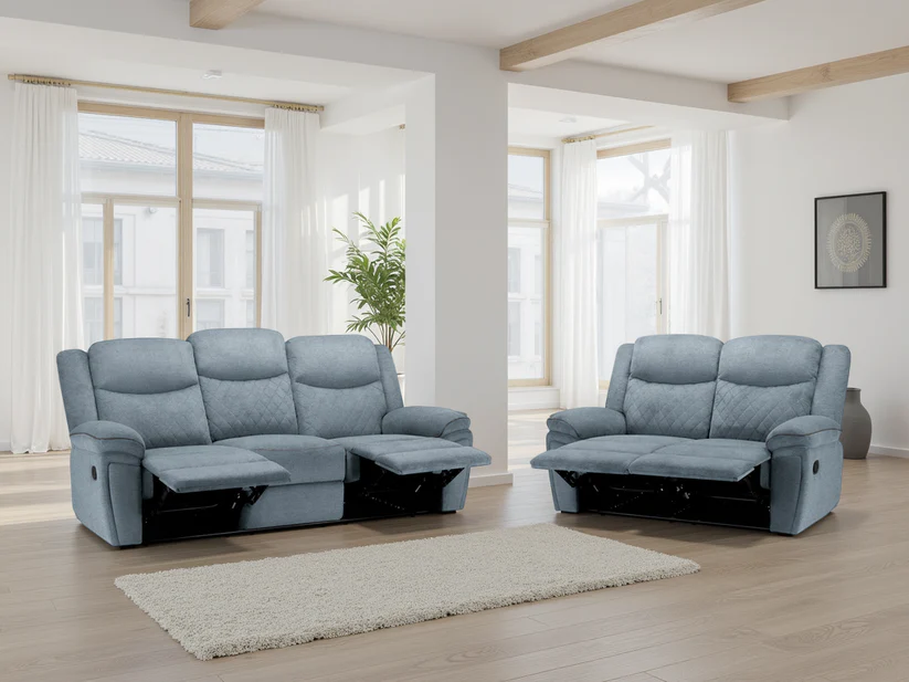 Myra Recliner Sofa Grey Fabric 3+2 Set - Image 2