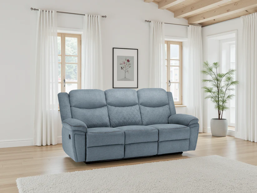 Myra Recliner Sofa Grey Fabric 3 Seater