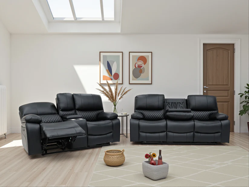 Orla Electric Recliner Sofa Black 3+2 Set