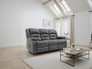 Alva Electric Recliner Sofa Grey 3 Seater
