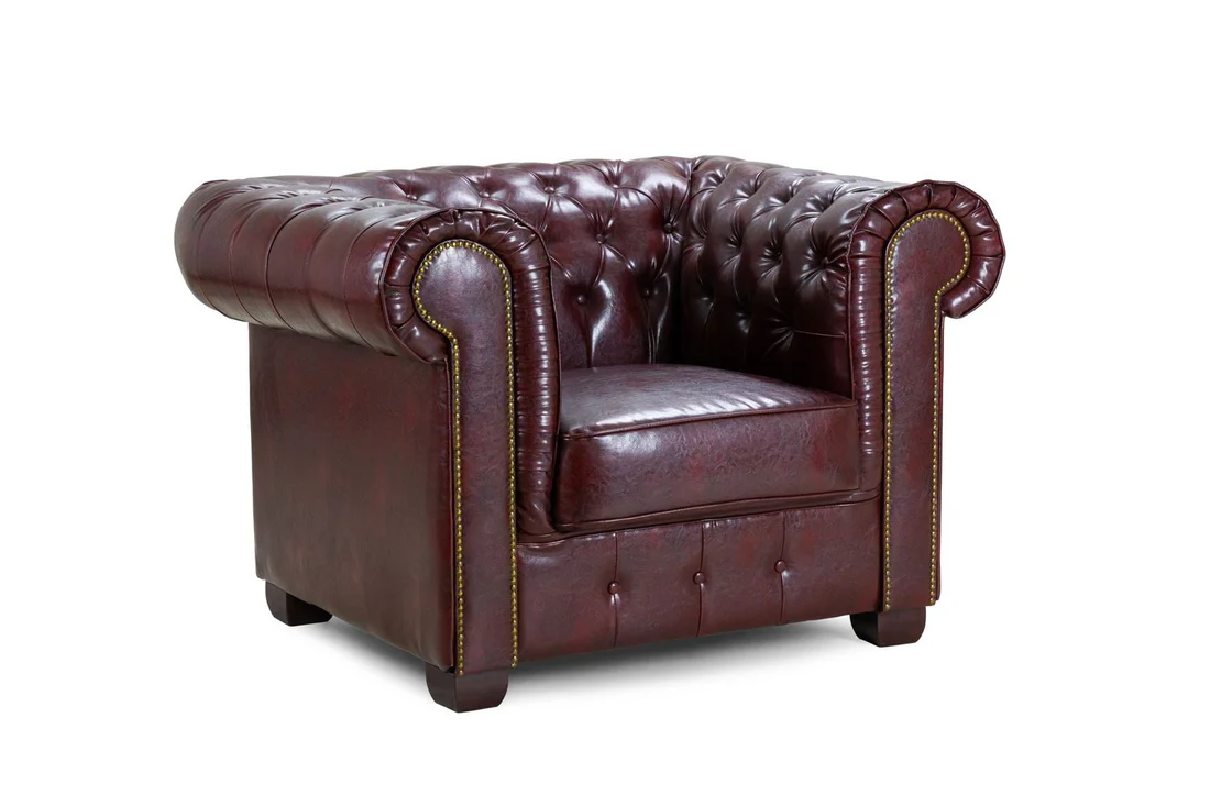 Chesterfield Sofa Oxblood Red Armchair - Image 2