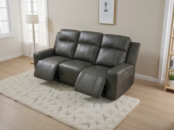 Barcelona Electric Recliner Sofa Grey 3 Seater