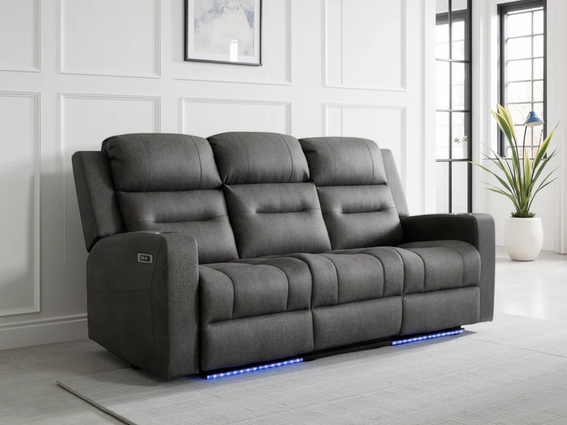C-Love Tech Electric Recliner Sofa Grey 3 Seater