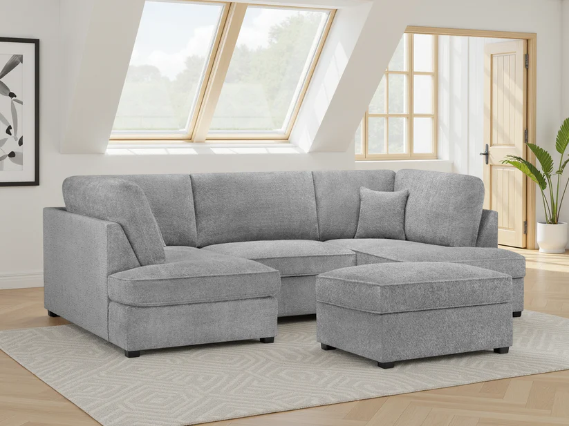Carnaby Sofa Boucle Grey U Shape Corner - Image 2