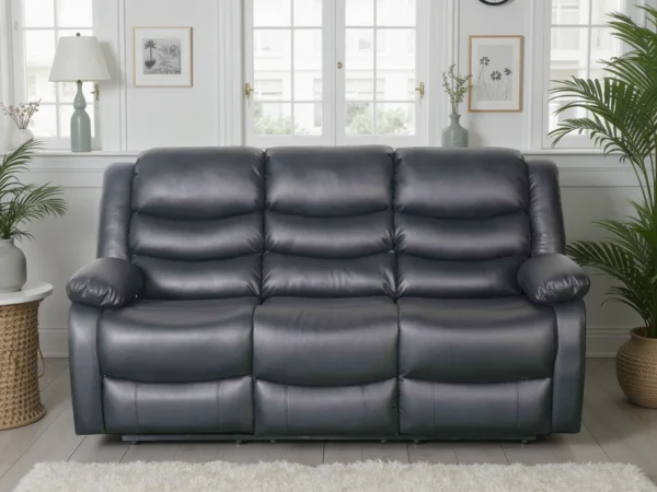 Conrad Manual Recliner Sofa Black 3 Seater