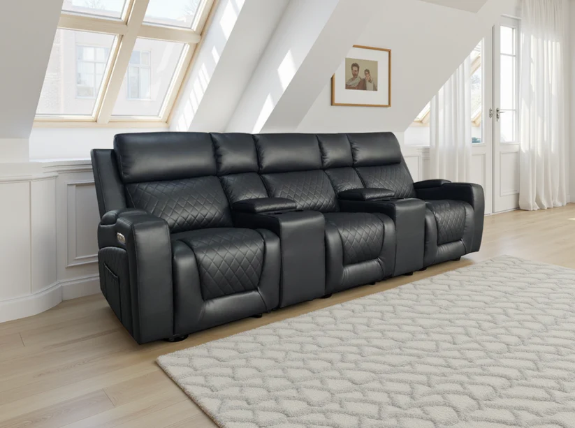 Florence Cinema Sofa Black 3 Seater