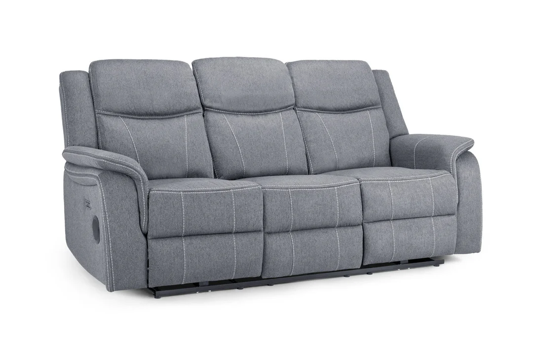 Galaxy Tech Electric Recliner 3 Seater Grey Fabric - Image 2