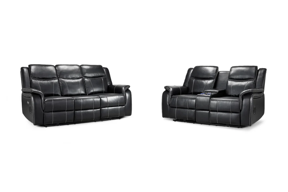 Galaxy Tech Electric Recliner Sofa Black 3+2 Set - Image 3