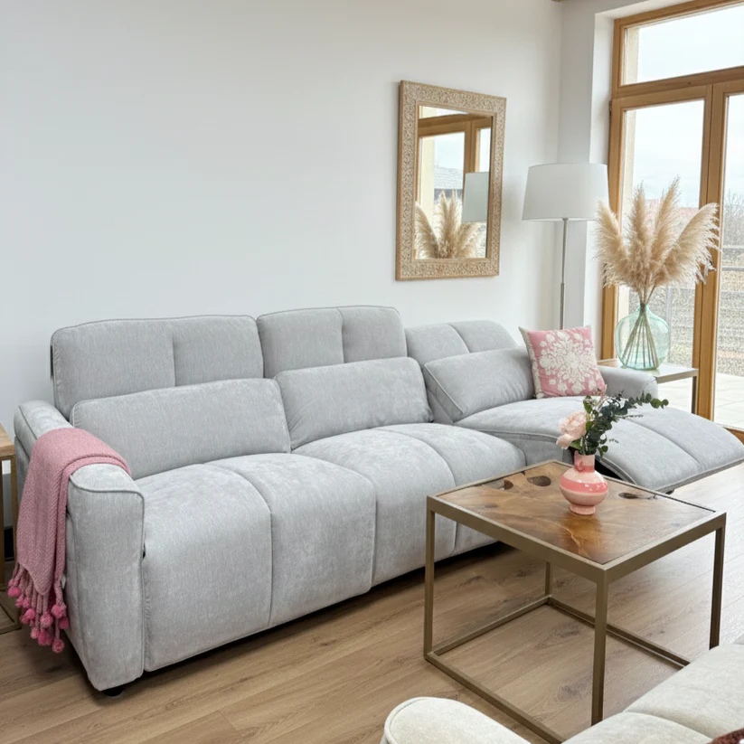 Soho Electric Recliner Sofa Grey 3 Seater - Image 3