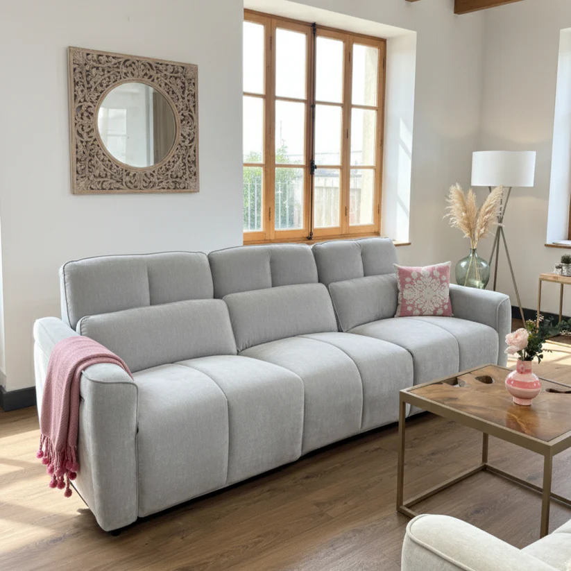 Soho Electric Recliner Sofa Grey 3 Seater - Image 2