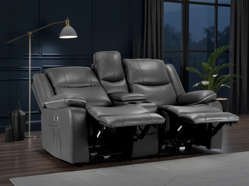 Harald Electric Recliner Sofa Black 2 Seater - Image 2