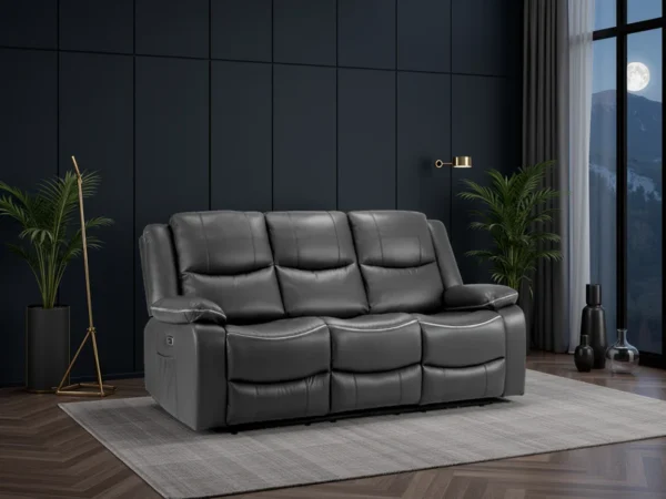 Harald Electric Recliner Sofa Black 3 Seater