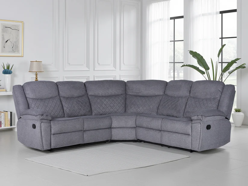 Myra Recliner Sofa Grey Fabric Large Corner - Image 2