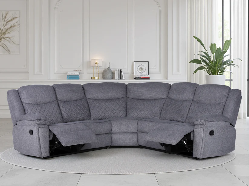 Myra Recliner Sofa Grey Fabric Large Corner - Image 3