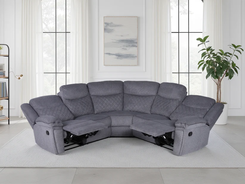 Myra Recliner Sofa Grey Fabric Large Corner - Image 4