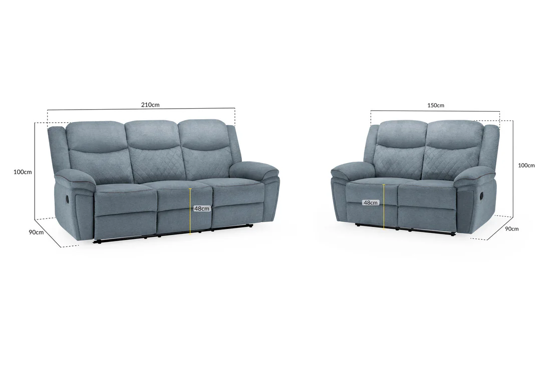 Myra Recliner Sofa Grey Fabric 3+2 Set - Image 3
