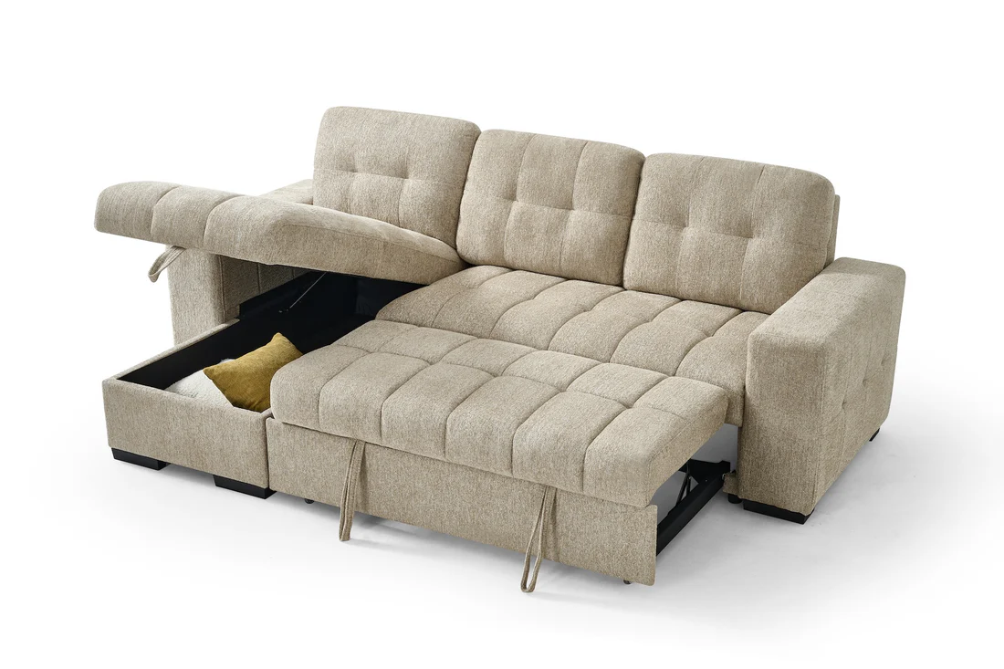 Palermo Universal Corner Sofabed Beige - Image 2