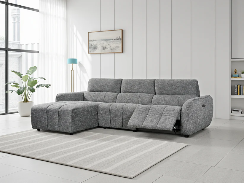 Turin Electric Recliner Sofa Charcoal