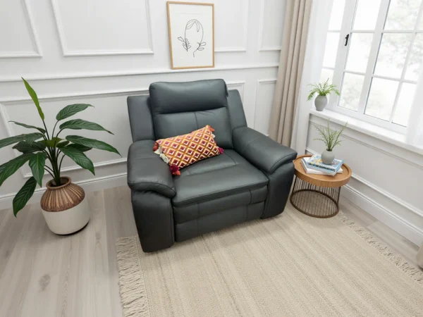 Boston Genuine Leather Electric Recliner Sofa Black Armchair