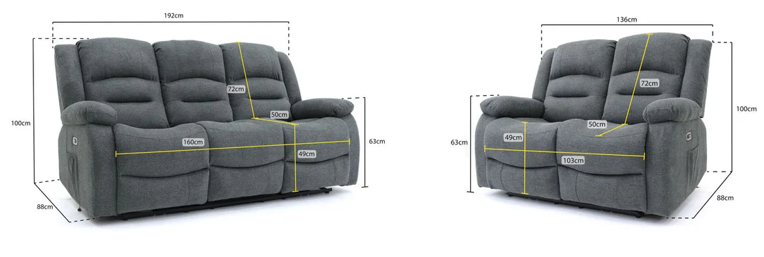 Alva Electric Recliner Sofa Graphite 3+2 Set - Image 2