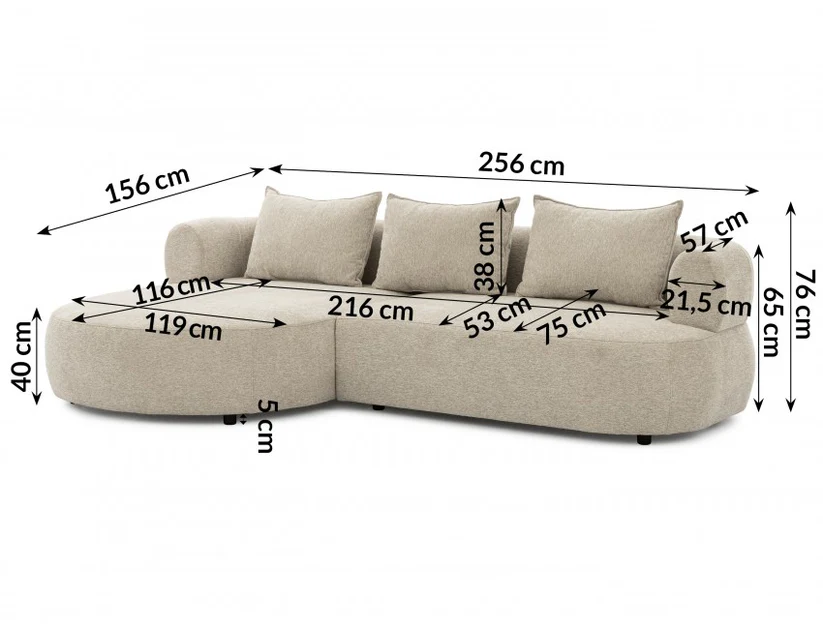 Ferro Beige Left Hand Corner Sofa - Image 3